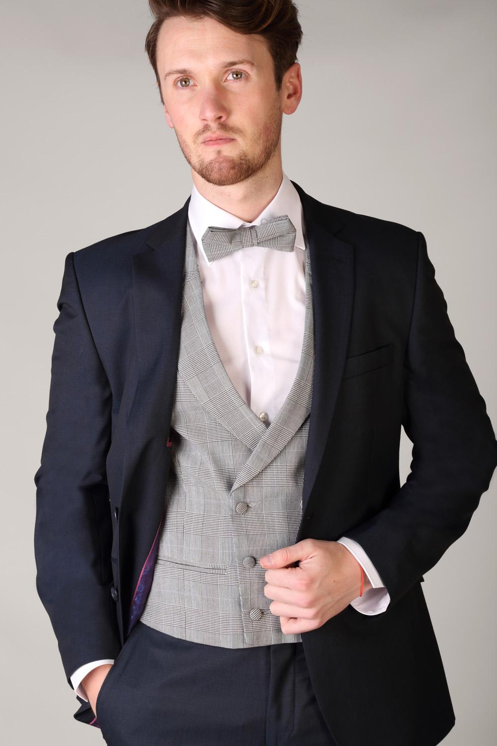 double breasted check waistcoat